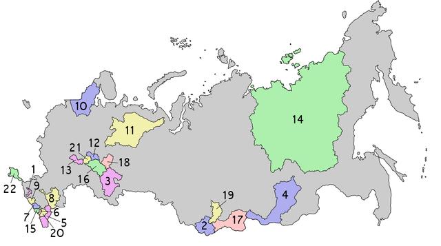 俄罗斯各州地图